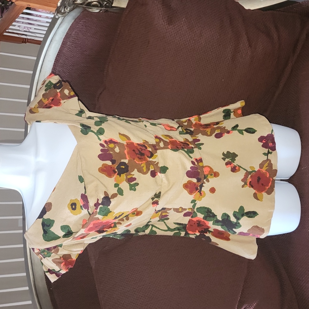 EVA FRANCO ANTHROPOLOGIE CREPE WOOL BLEND FLORAL ASYMMETRIC SHIRT SIZE 6 EUC